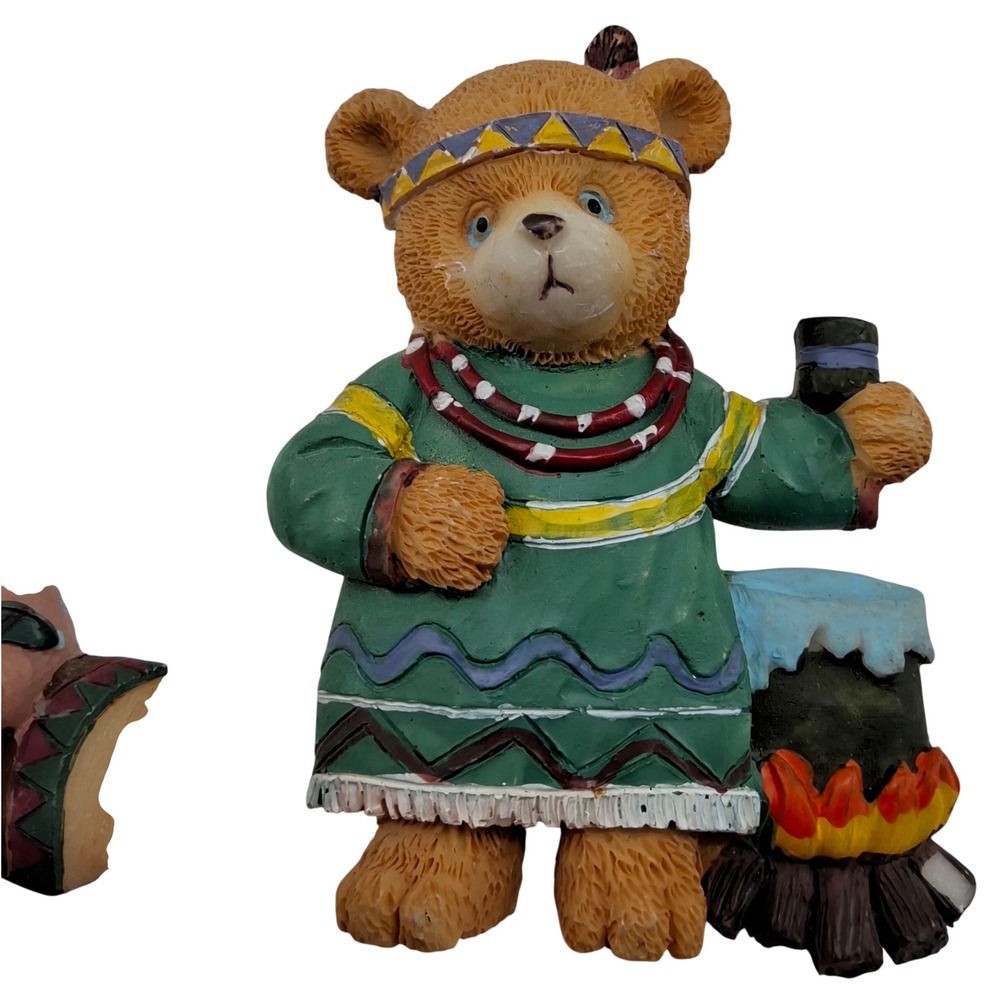 Lot of 4 Vtg Native American Teddy Bear Resin Magnets K's Collection 90s Set